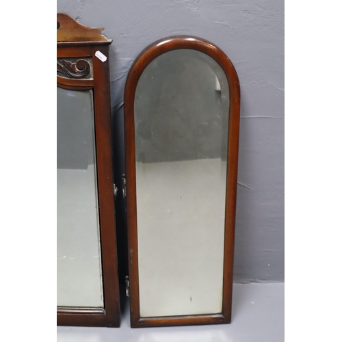 580 - Mixed Lot of Three Vintage Oak Framed Beveled Edge Mirrors to include Two matching Church Style and ... 