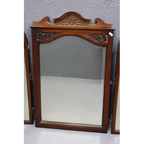 580 - Mixed Lot of Three Vintage Oak Framed Beveled Edge Mirrors to include Two matching Church Style and ... 