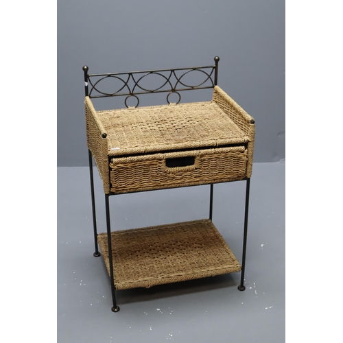 705 - Rattan and Tubular metal Framed Storage Unit with Drawer (28