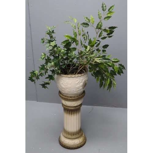 610 - Stoneware Jardinière and Stand complete with Plant (Height 25