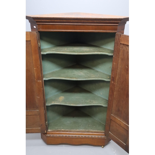 611 - Mahogany 18 / 19th Century Corner Cabinet with Brass Furniture and Metal Castors (55