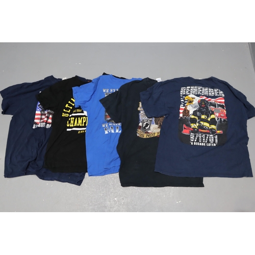 633 - Collection of Five American Themed T-Shirts in Sizes L and XL