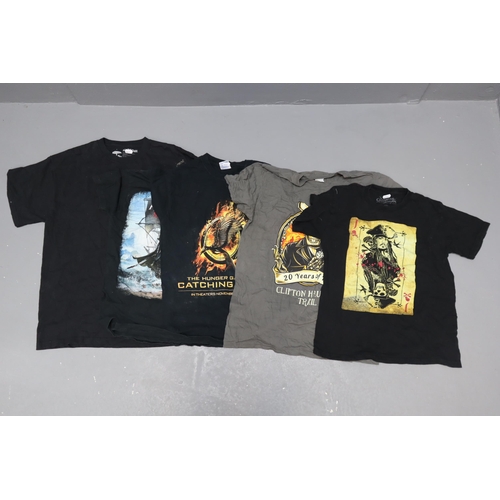 634 - Collection of Five Film and Other Themed T-Shirts in Sizes S, M and L