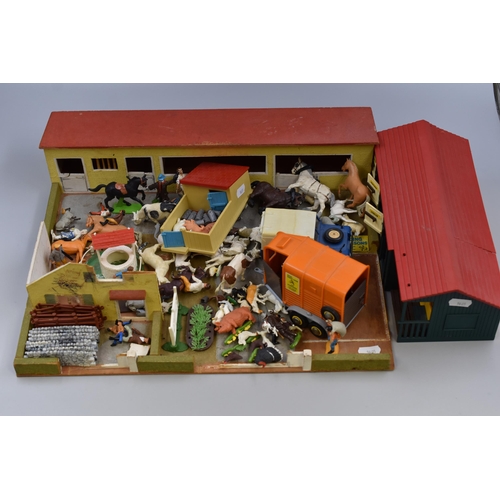 643 - Mid Century Farm Yard Set containing Buildings, Vehicles, and Figures (Mainly Britains)