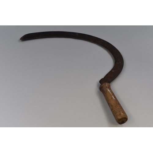 736 - A Vintage Wood Handled Scythe, Approx 20