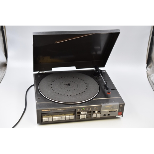 649 - Vintage Panasonic Integrated Stereo Music system SG-X10 with Built in Turn table powers on when test... 