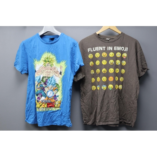 748 - Two Gaming Related T-Shirts to include Dragon Ball and Fluent in Emoji in sizes XL and L