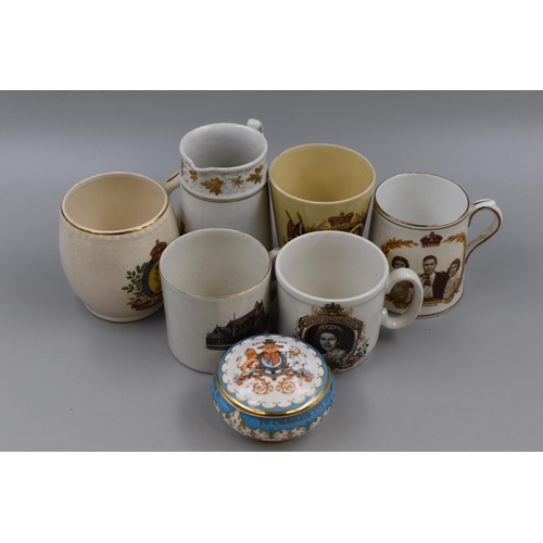 792 - Mixed Lot of Vintage Royal Commemorative Ceramics to include Cups and a Pin Dish