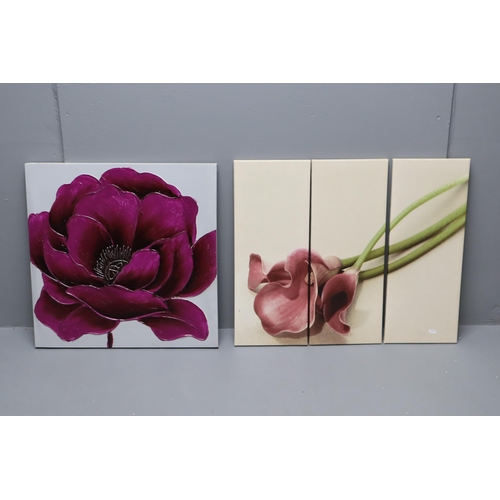 802 - Mixed Selection of Floral Canvases (Largest Approx 24