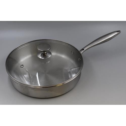 768 - Brand New Boxed 28cm Triple-Ply Construction Frying Pan Complete with Glass Lid