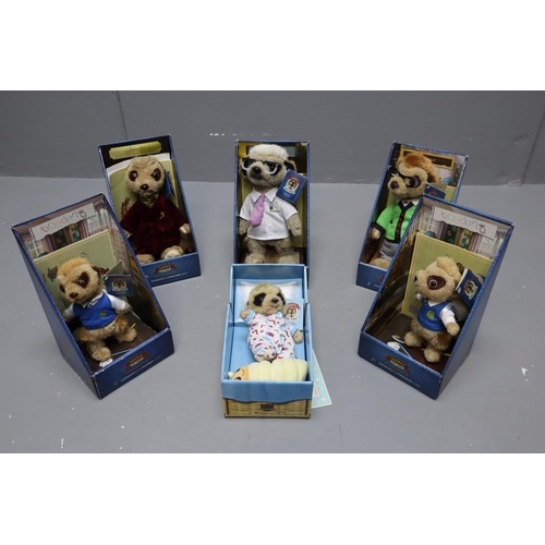 807 - Six Collectable Compare The Meerkat Soft Toys, With Certificates of Authenticity