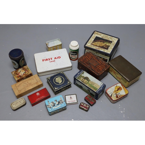 835 - Large Selection of Vintage Product Tins including First Aid, Lunch Box, OXO and More