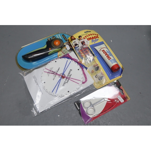 845 - Large Selection of Crafting and Haberdashery Tools and items. Includes Rotary Cutter, Scissors, Tape... 