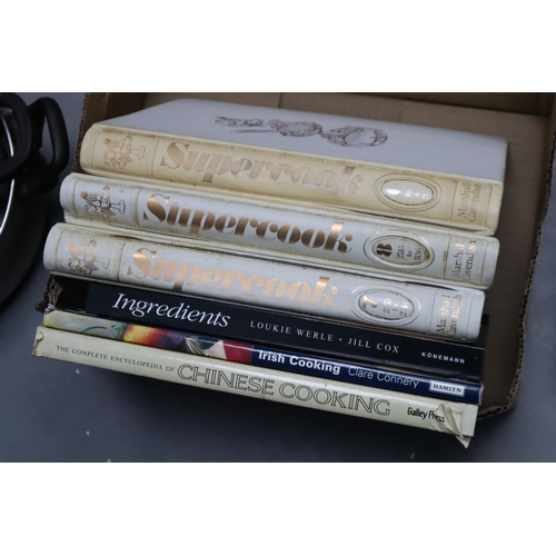 863 - Mixed Lot includes Mixing Bowl, 3 Pans, Casserole Pot and Cookery Books