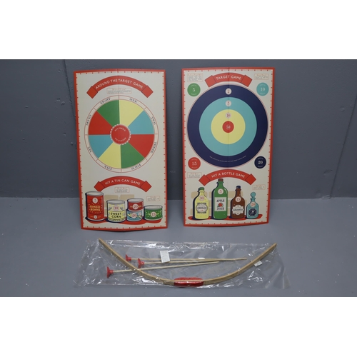 827 - A Traditional Bow and Arrow Set. With Bow Three Arrows and Two Target Boards