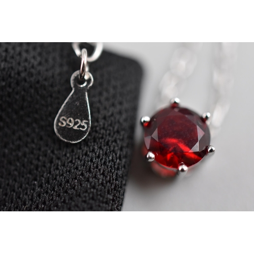 29 - July Ruby Silver 925 Birthstone Necklace, Complete with Pouch and Gift Box, by Suplight
