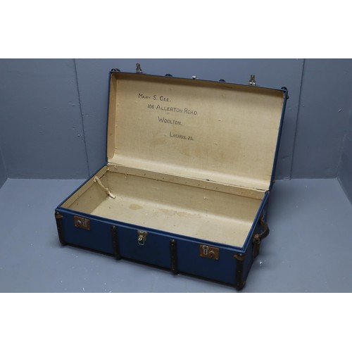 702 - Vintage Metal Banded Steamer Trunk (35