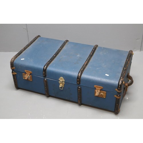 702 - Vintage Metal Banded Steamer Trunk (35