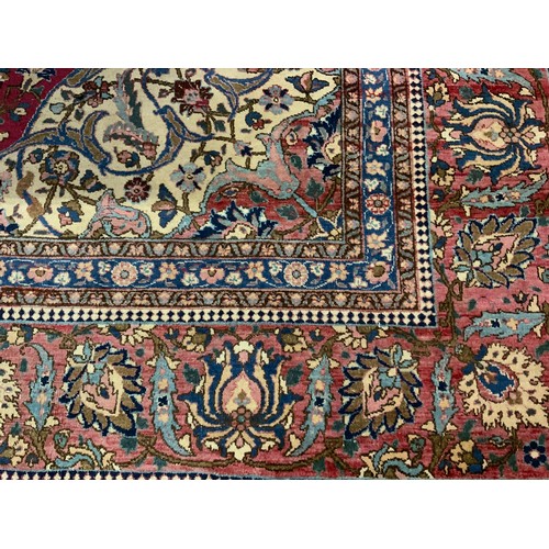 666 - Handwoven Persian Carpet /Rug with Red Ground and Traditional Floral Medallions (4.5mts x 3.5mtrs)