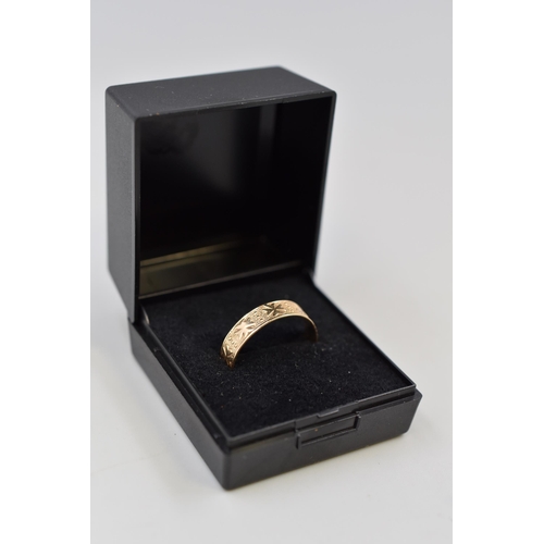 3 - Gold 9ct Band Ring (Size T) Complete with Presentation Box