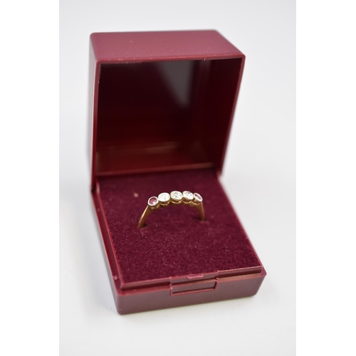 6 - Gold 18ct Ruby and Diamond Stoned Ring (Size Q) Complete with Presentation Box