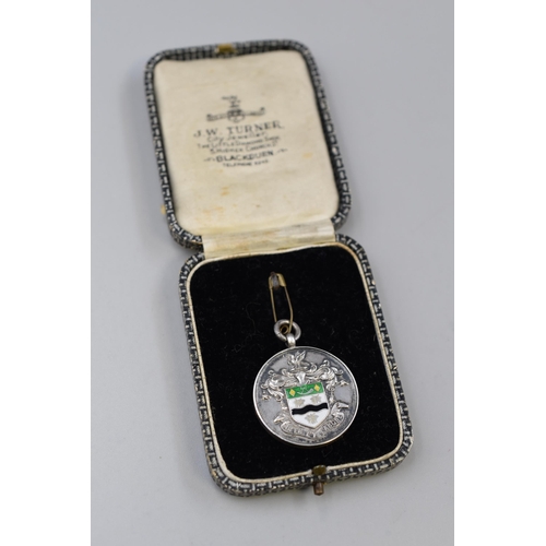 9 - Hallmarked Birmingham Silver Blackburn Medal dated 1932 complete with case