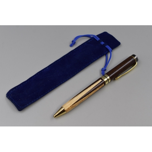 13 - A Handmade Artisan Rollerball Pen, Made From Ash Wood Snooker Cue