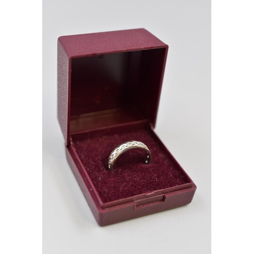 17 - Hallmarked 375 (9ct) White Gold Band Ring (Size N) Complete with Presentation Box