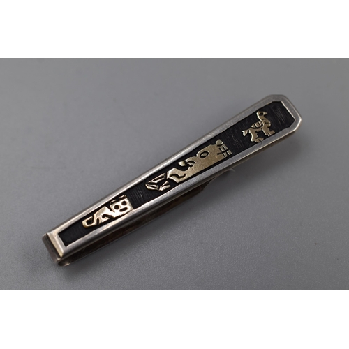 19 - A 925. Silver Aztec Style Tie Clip
