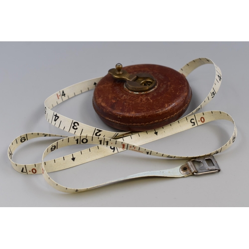 274 - Vintage leather Bound Rabone Chesterman 10mtr Measuring Tape