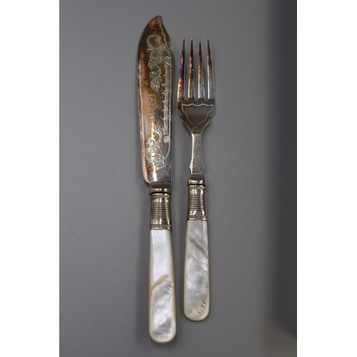 293 - Silver Plated Canteen of Cutlery with Mother of Pearl Handles and Wooden Display Case (One Knife Mis... 