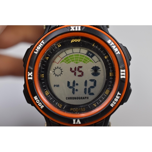 76 - POD Digital Chronograph Gents Rubberised Watch