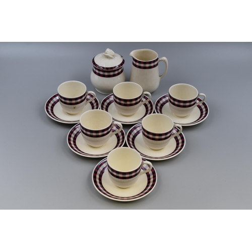 317 - Morley Ware 14 piece Coffee set in the Tartan Pattern (a/f)