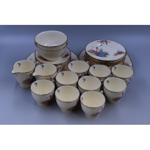 319 - J Fryer & Sons Tunstall Crinoline Lady Art Deco Tea Service (33 Pieces)