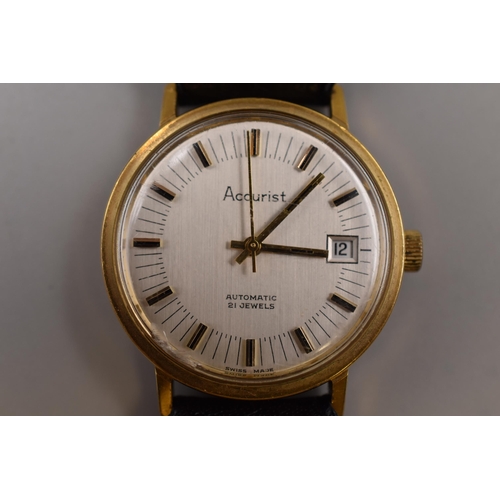 81 - Accurist 21 Jewels Automatic Date adjust Gents Watch with Leather Strap (Working)