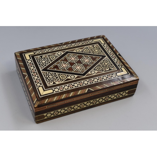 84 - Inlaid Wooden Trinket Box Containing 4 Silver 925 Petite Charms, Floral Necklace and a Pair of Silve... 