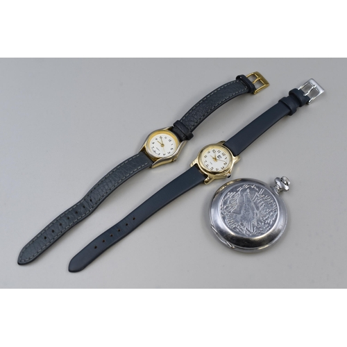 87 - Sekonda 18 Jewels Pocket Watch and two Ladies Wristwatches