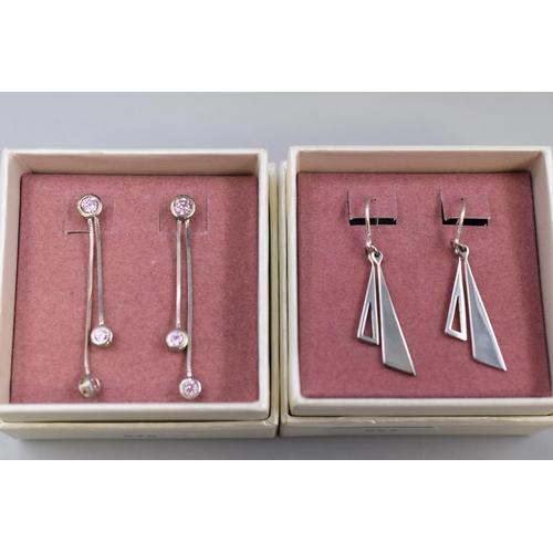 90 - Two Pairs of New Silver 925 Oasis Earrings Complete with Presentation Boxes