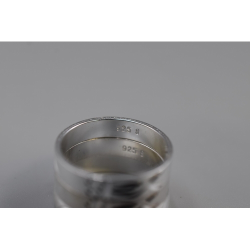 98 - Four Etched 925. Silver Band Rings