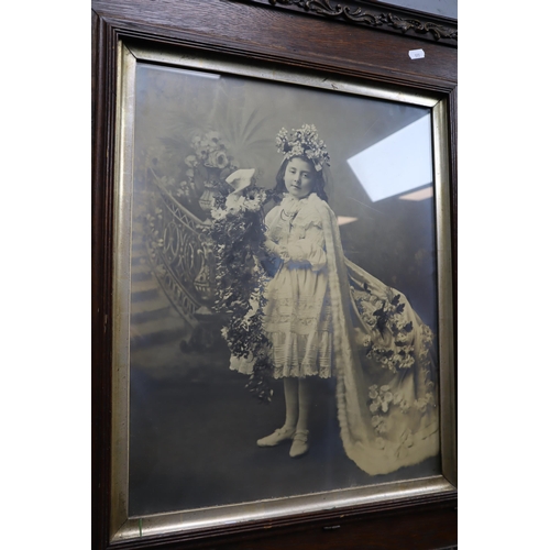 329 - A vintage photograph of a young lady in a glazed, dark wood, arts and crafts frame 29