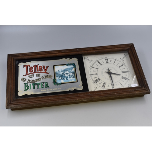 330 - Tetley Bitter Wall Mounted Promotional Clock in Wooden Case (21