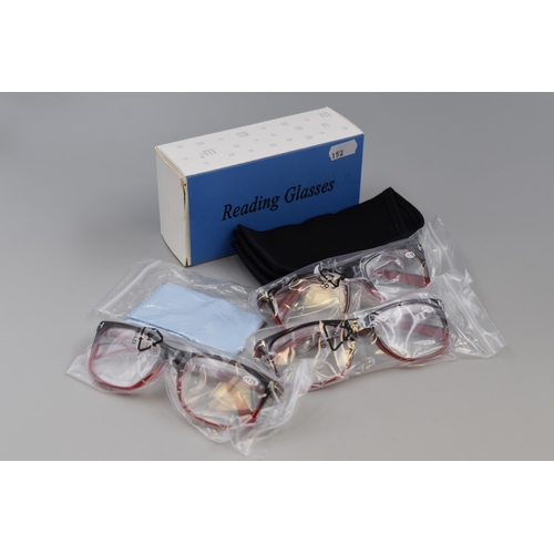 339 - Three Pairs of Brand New Reading Glasses +1.75 Strength complete with Cases and Cleaning Clothes in ... 