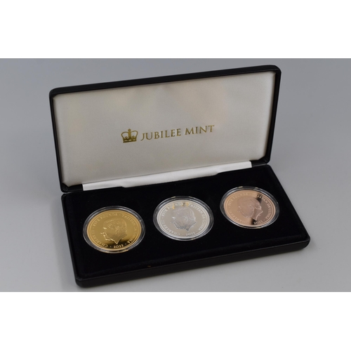 120 - Jubilee Mint 2023 King Charles III £5 Tristan Da Cunha Cased Coin Set