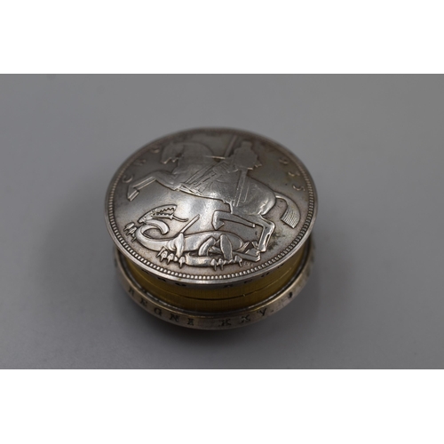 121 - Threaded Trinket Box Made From two George V Silver Rocking Horse Crowns