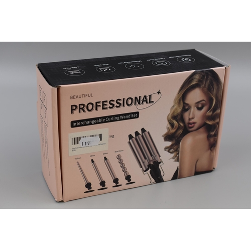 348 - Brand New Boxed Beautiful Professional Interchangeable Curling Wand Set complete with Accessories un... 