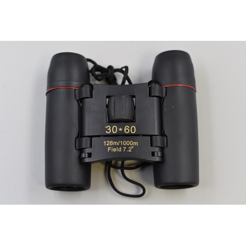 349 - Pair of Brand New Pocket Field Binoculars with Coated Lenses 30x60 in storage pouch