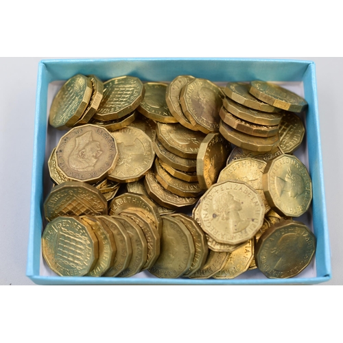 127 - Approx 50 Brass Threepence Coins