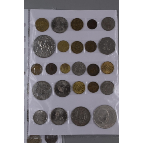 130 - Two Sheets of Mixed Coinage including Crowns, and Half Crowns together with a empty Australian Coin ... 