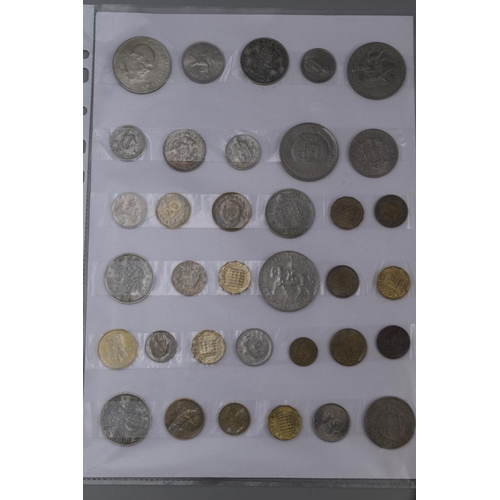 130 - Two Sheets of Mixed Coinage including Crowns, and Half Crowns together with a empty Australian Coin ... 