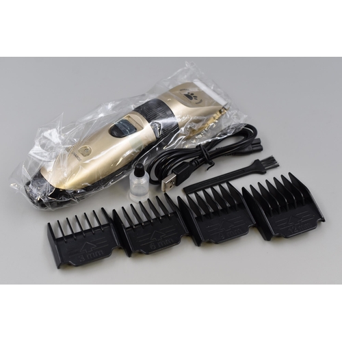 355 - Brand New Boxed Rechargable Pet Grooming Clipper Kit with Accessories Powers on when tested